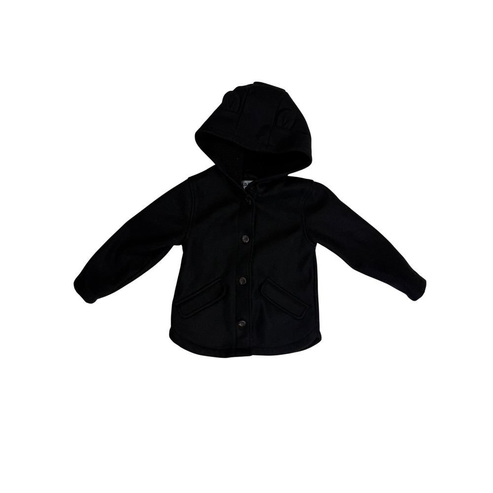 Old Navy Kids Black Sherpa Lined Hooded Pea Coat with Animal Ears 4T Jacket